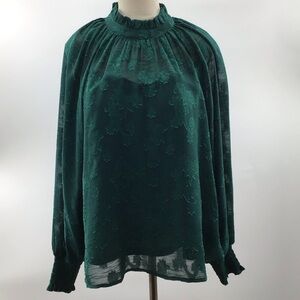 Entro Sheer Teal Lace Blouse